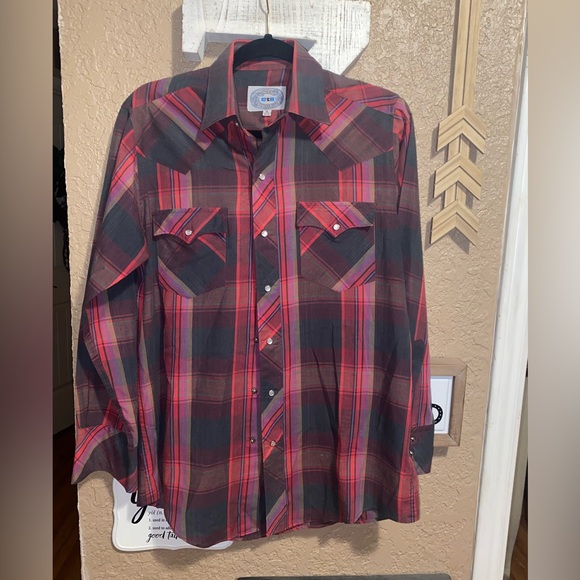 Vintage Mens Authentic Western Wear Pearl Snap Size 16 Large - Picture 1 of 3